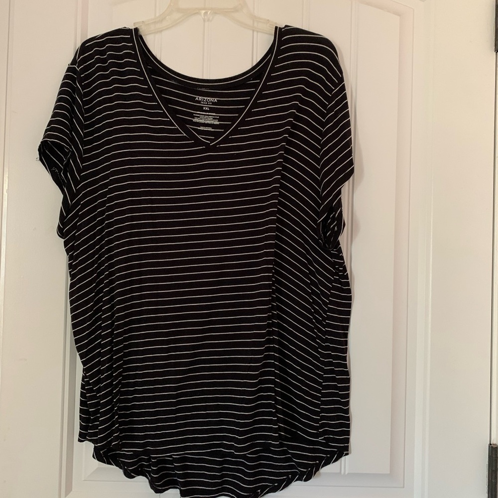 Black and white striped womens t-shirt
